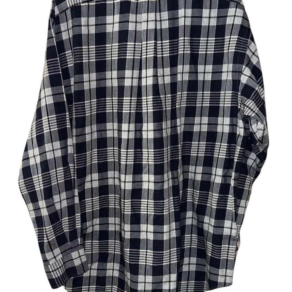 Polo Ralph Lauren Blake Shirt Large Navy Blue White Long Sleeve Plaid Button Up - Picture 7 of 10